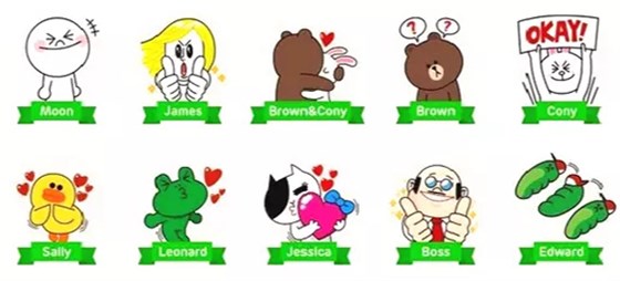 LINE FRIENDS家族成員表情包